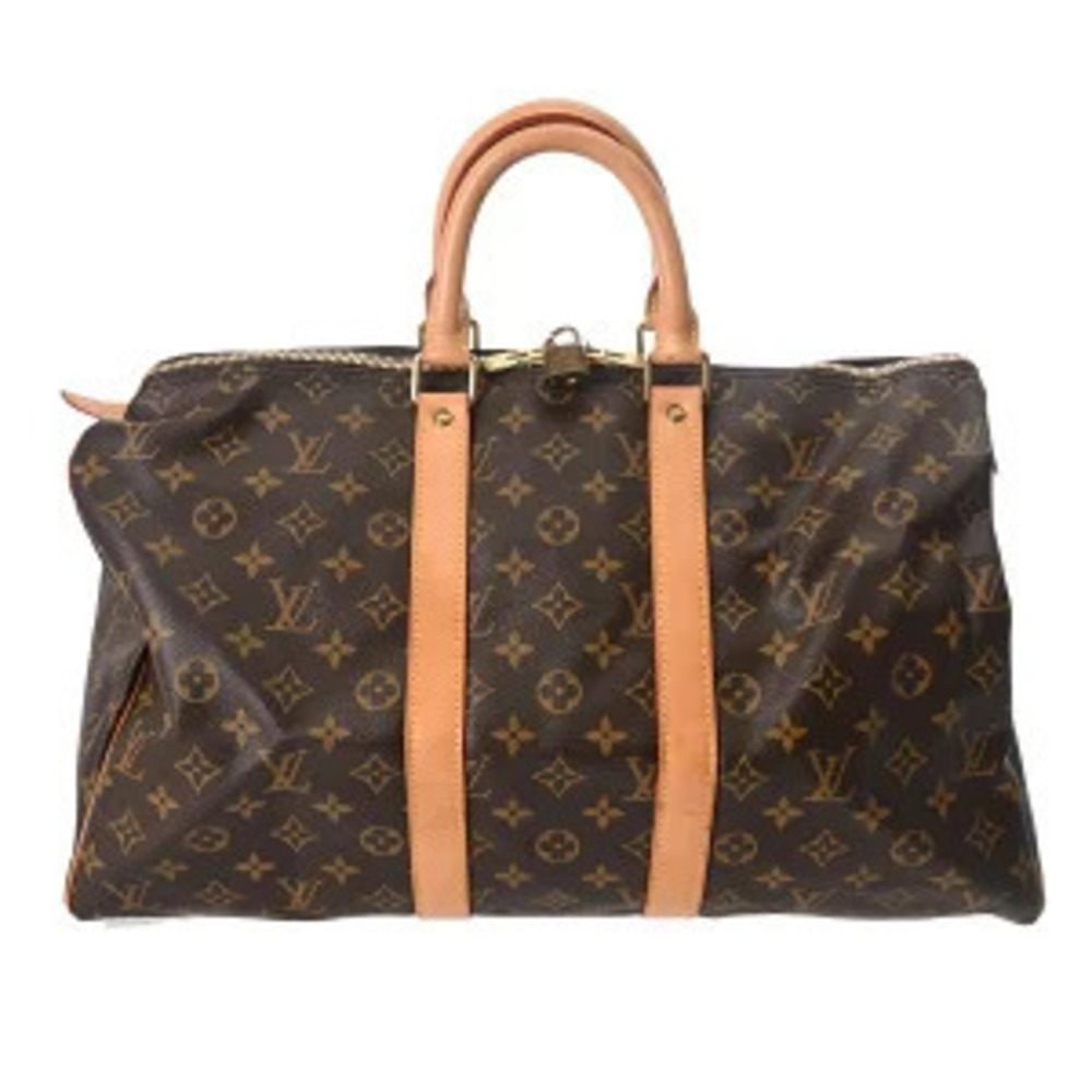 Louis Vuitton Monogram Keepall Canvas Travel Bag Brown